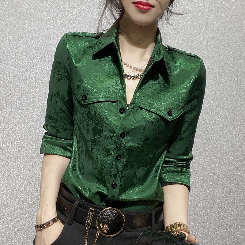 Women Formal Wear Shirts - Blusa holgada de manga larga con