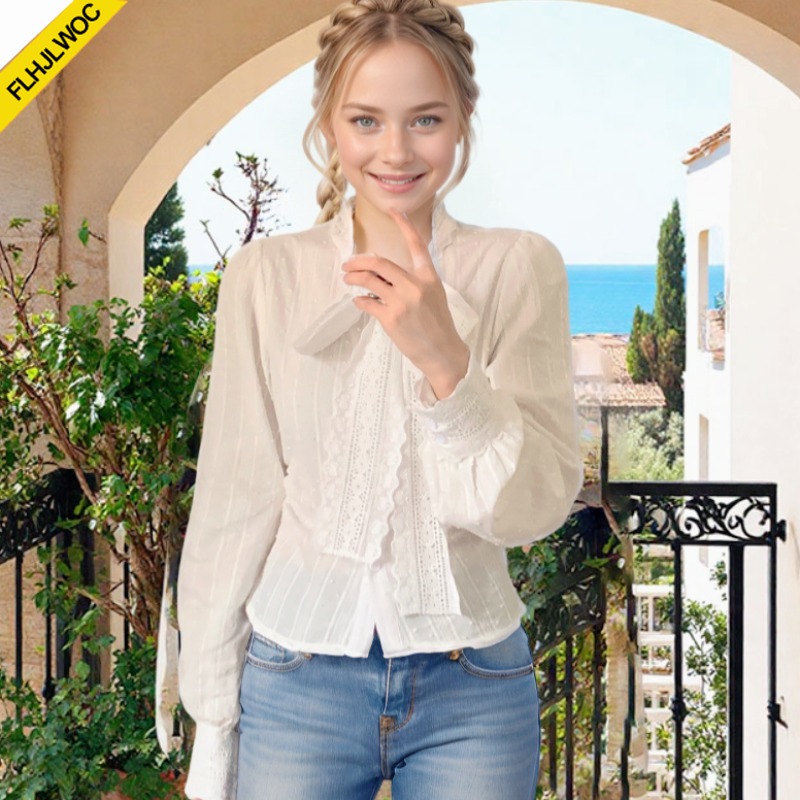 Formal Wear Japan Women - Tops Retro Vintage de encaje con
