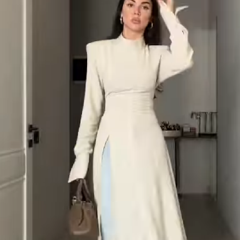 Formal Women'S Wear - Vestido Maxi Elegante de Manga Larga