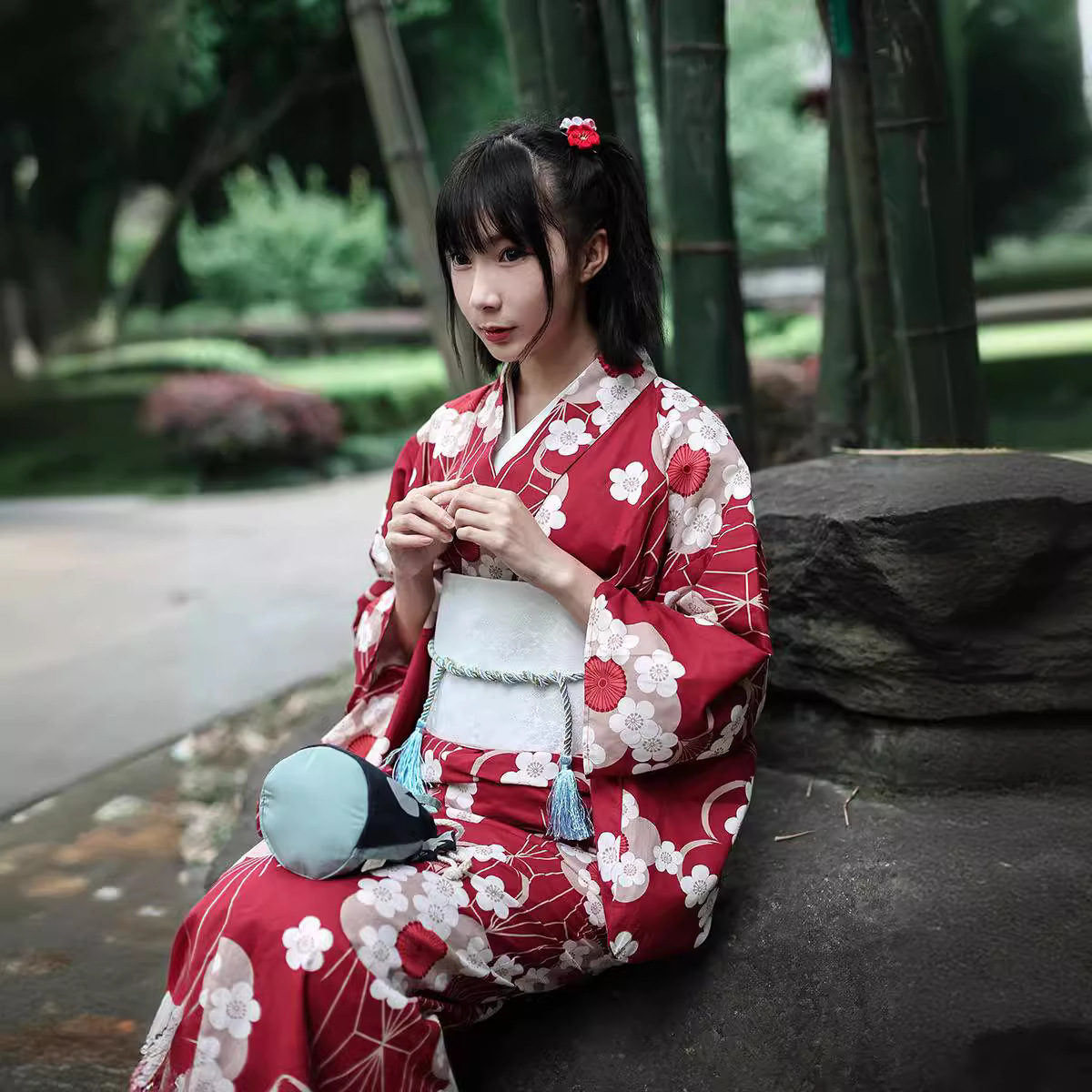 Japanese Women Formal Wear - Kimono Yukata Japonés Rojo para Mujer,