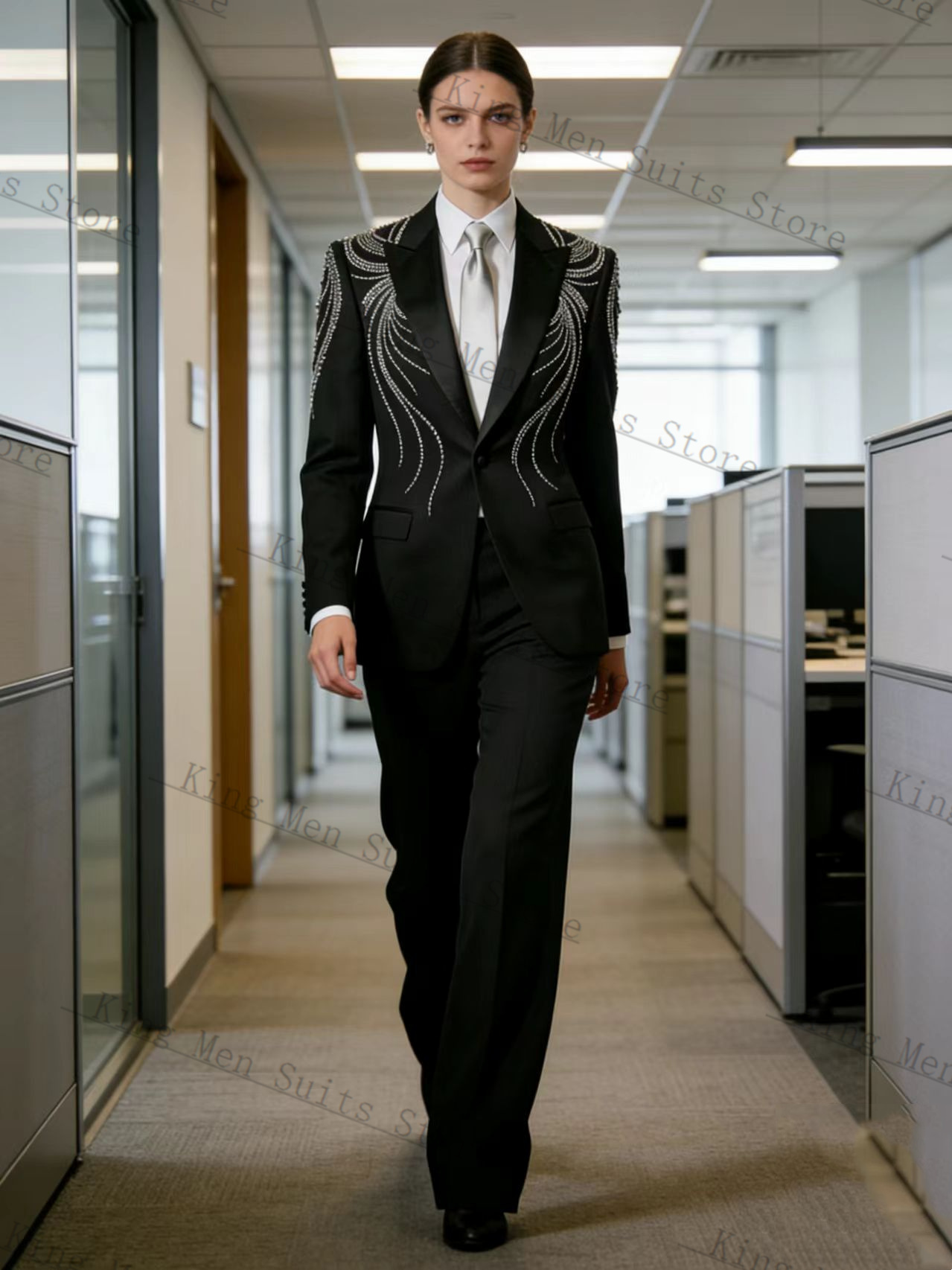 Conjunto de traje negro para m - Women Formal Wear Trousers reseña y precio