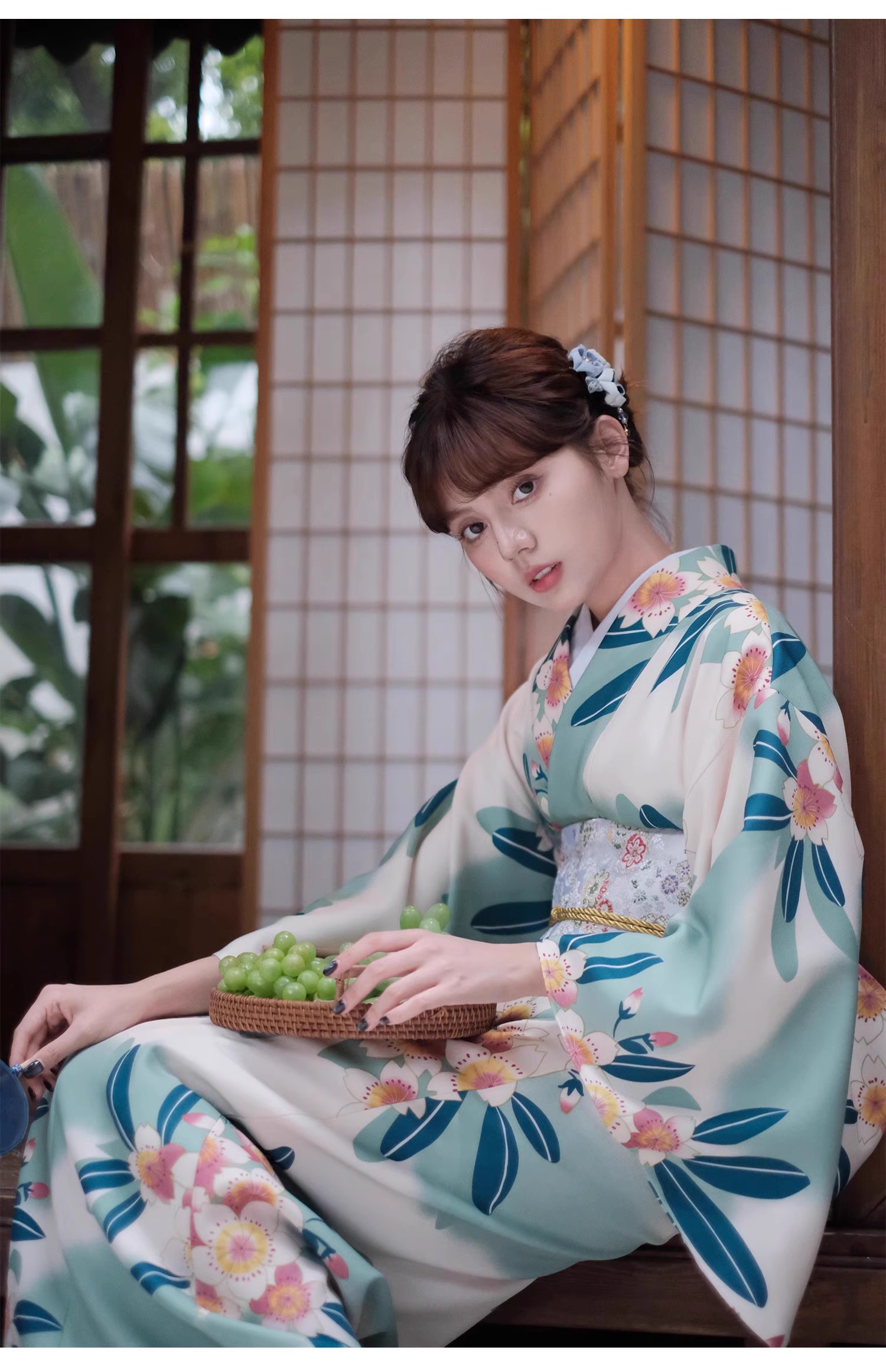 Traje formal de kimono azul tr - Formal Wear Japan Women reseña y precio