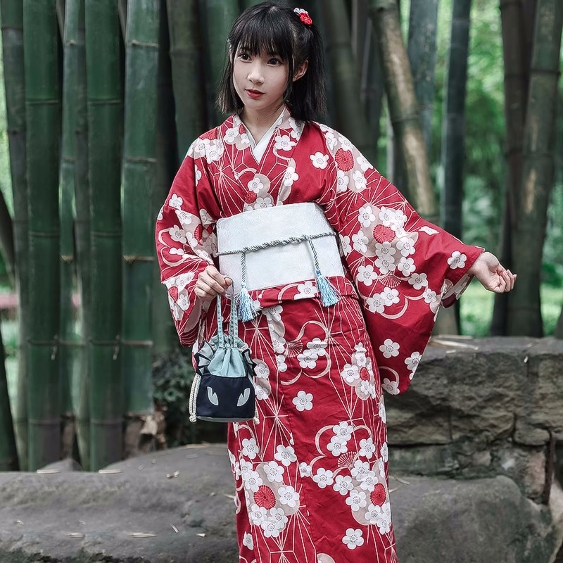 Kimono Yukata Japonés Rojo par - Japanese Women Formal Wear reseña y precio