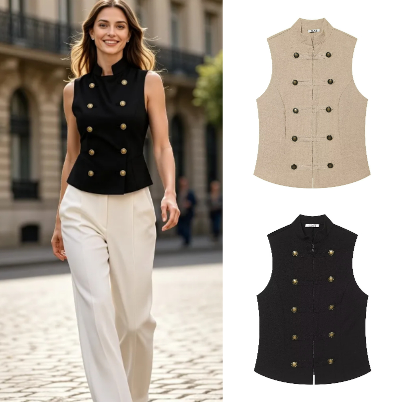 Camisa sin mangas ajustada con - Women Formal Wear Shirts reseña y precio