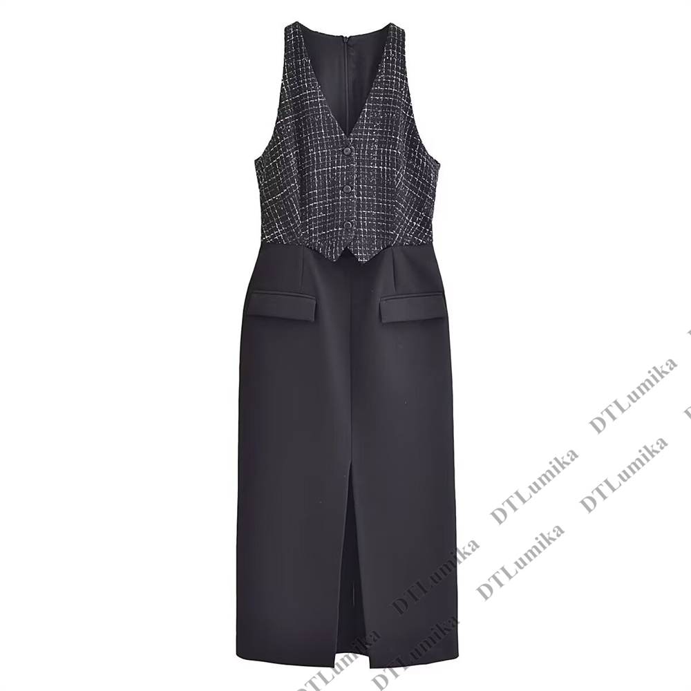 Vestido de Tweed y Crepé en Co - Women Formal Wear Look reseña y precio
